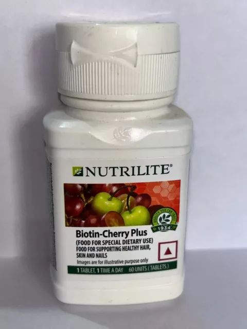 NUTRILITE® Biotina - Cherry Plus | Soporte para cabello, piel y uñas | 60 pestañas ENVÍO GRATUITO