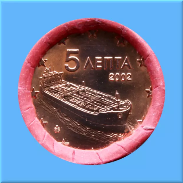 5   Euro - Cent - Rolle - Münzrolle - Griechenland 2002 - Fremdprägung - F -