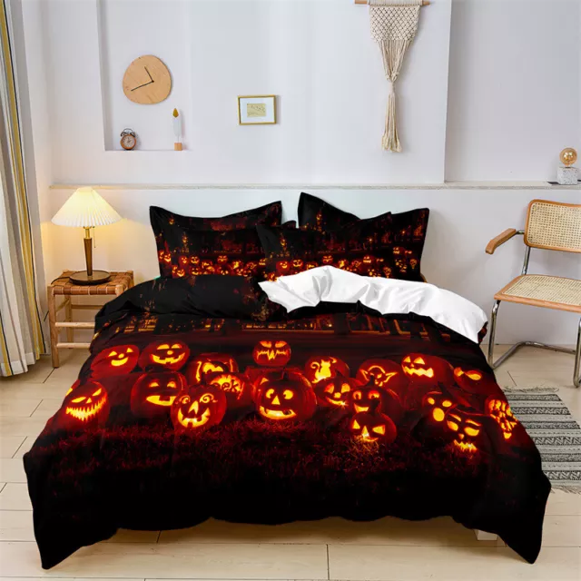 Pumpkin/Halloween/Trick or Treat/Doona Cover/Double-sided Pillowcase/Bedding Set