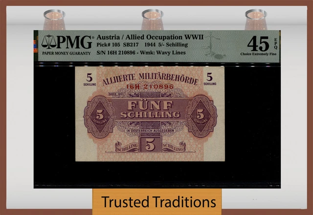 Tt Pk 105 1944 Austria Allied Occupation Wwii 5/- Schilling Pmg 45 Epq Choice
