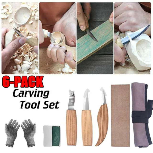 Wood Carving Knives Set Woodworking Tools Spoon Kit Whittling Carpenter Tools