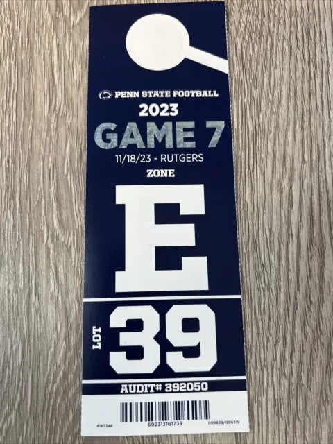 Penn State vs. Rutgers Football Parking Pass - 11/18/23 - LOT #39 ZONE E.