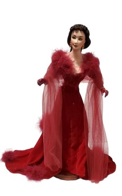 Franklin Mint Scarlett O'Hara Gone with the Wind Porcelain Doll Red Velvet Dress