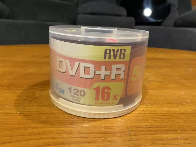 50-Pack AVB 16X Logo Blank DVD-R DVDR Recordable Disc Media 4.7GB Cake Box