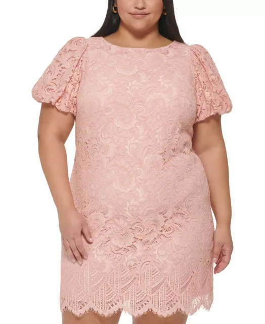 JESSICA HOWARD Lace Dress Plus Size 22W Blush Pink Puff Sleeve Sheath NWT $119