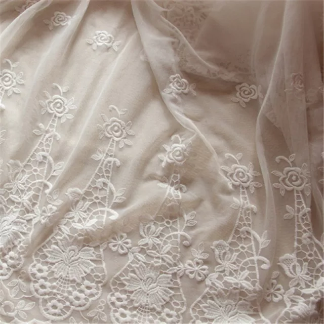 Embroidery Floral Mesh Lace Fabric DIY Costume Clothes Wedding Dress Curtain