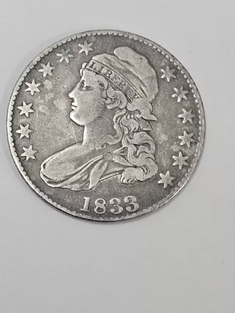 1833 Capped Bust Half Dollar VF Very Fine Silver 50c