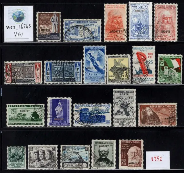 WC1_16545. ITALY: TRIESTE AMG FTT. Valuable lot of 1952 stamps & sets. Used