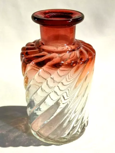 Antique French Baccarat Crystal Cranberry Perfume Bottle No Lid Signed