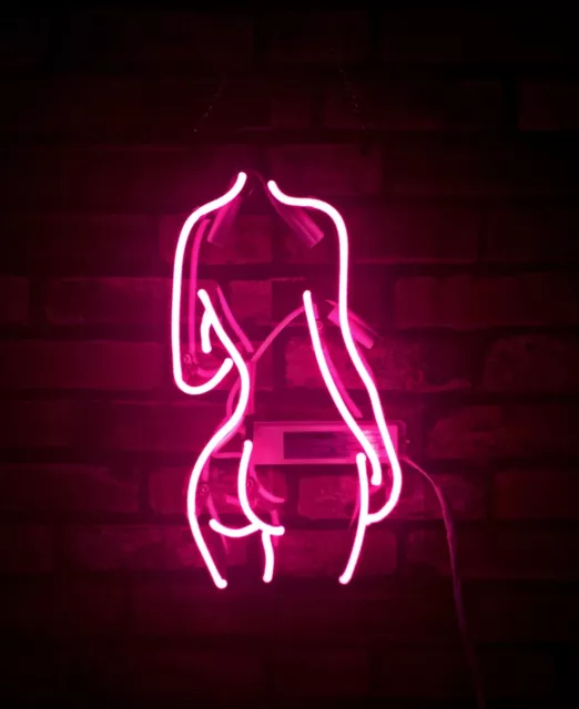 14"x9"Pink Lady's Neon Sign Wall Hanging Light for Bedroom Nightlight Visual Art