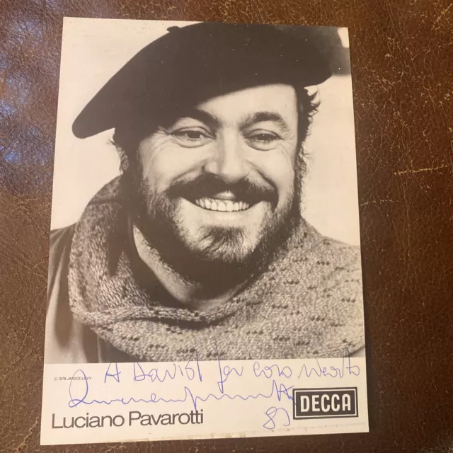 Luciano Pavarotti signed  photo DECCA 5”x7”