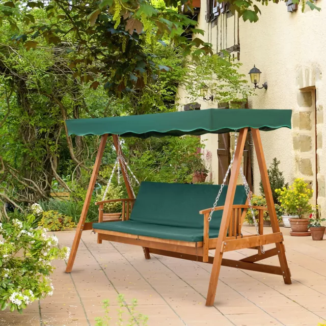 Garden Furniture 3 Seater Wooden Swing Chair Seat Hammock Bench Lounger Bed