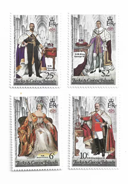 Turks & Caicos Islands stamps x 4, 1978 25th Anniversary of Coronation of QEII