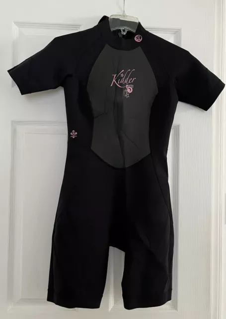 Kidder Womens Black Full Zip Wetsuit Shorty Neoprene~ Size Medium.