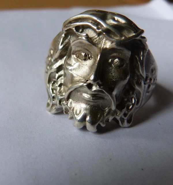 Bague Jésus Argent 925 Sterlin Homme Femme - Tête Christ - Fabriqué En Italie