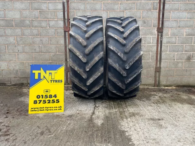 Pair Of 580/70R38 Michelin Omnibib 155D Used Tractor Tyres