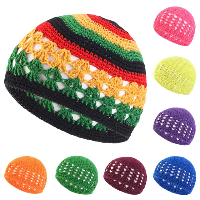 Kufi Crochet Beanie Skull Cap Knit Hat Muslim Islamic Prayer New Cotton