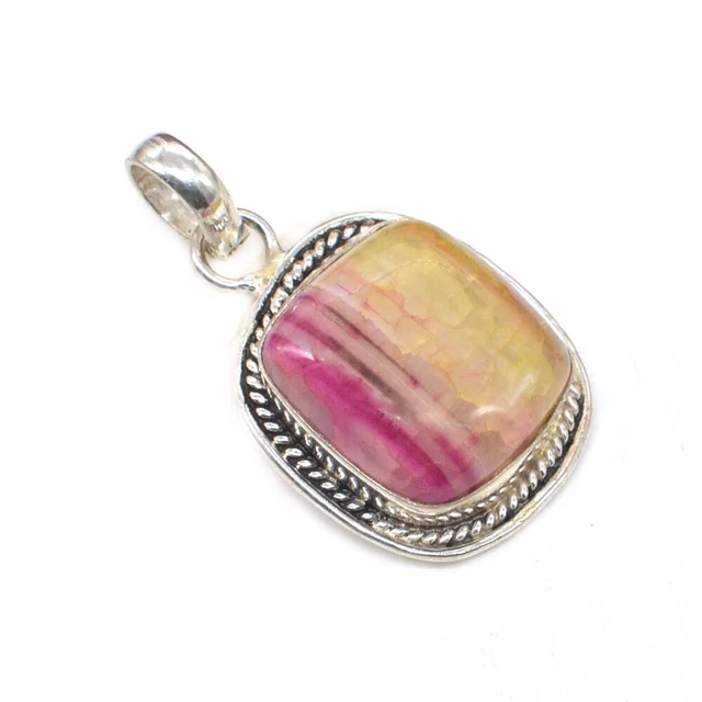 Spider Web Agate Silver Plated Fashion Jewelry Easter Gift Pendant 1.5" N865