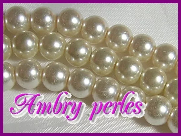 Lot de 20 perles Nacrées 8 mm Crème