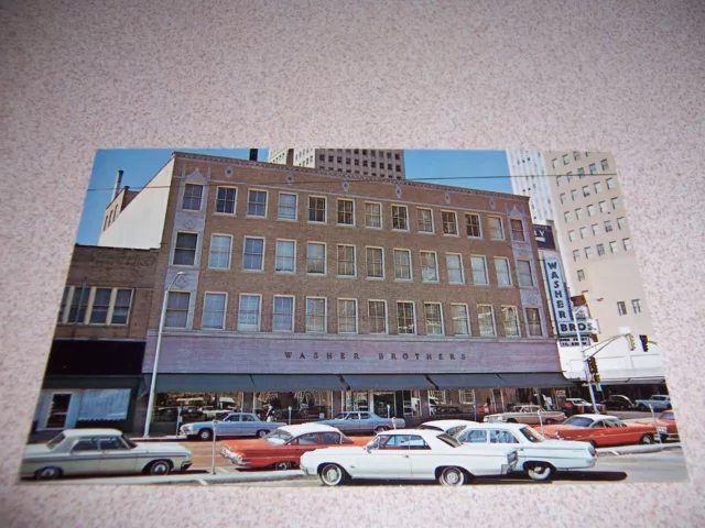 1960s WASHER BROS. CLOTHING STORE, FORT WORTH TEXAS VTG POSTCARD
