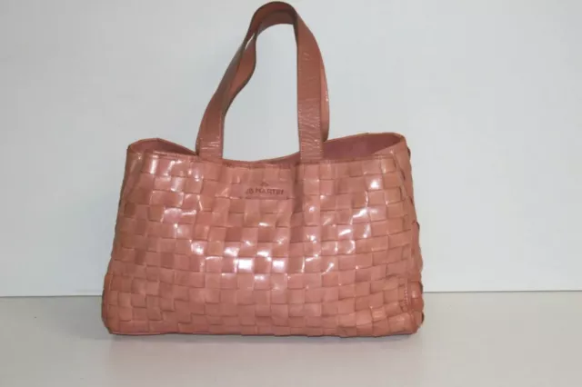 JB MARTIN Sac Cabas Cuir Tressé Rose clair Porté Epaule TBE