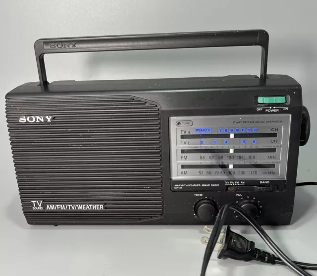 Sony Portable Radio - FM AM TV Sound Weather  ICF-34 - Vintage -Tested and Works