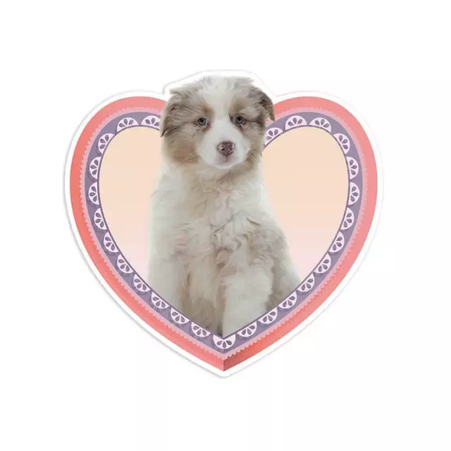 Gift Sticker : Australian Shepherd Puppy Heart Dog Pet Animal Cute