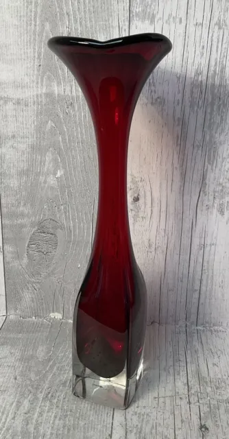 Aseda Glasbruk Ruby Red  Vintage Vase Bo Borgstrom Sweden