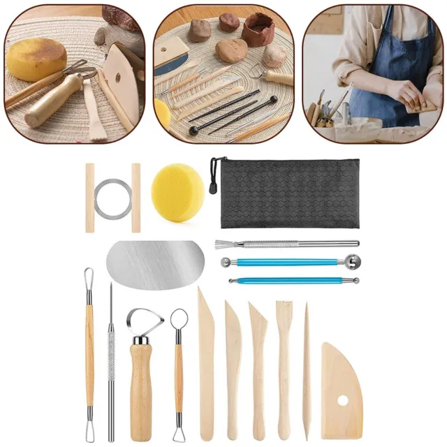 Kit de herramientas de cerámica fácil manipulación mango de madera lisa herramienta de lijado de madera
