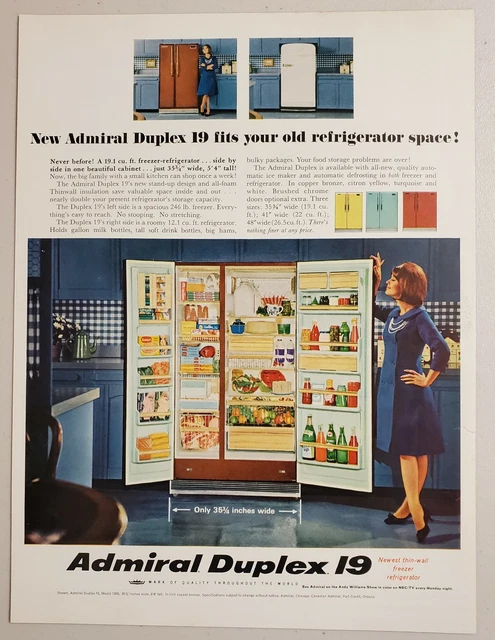 1965 Print Ad Admiral Duplex 19 Refrigerator-Freezers Happy Lady Chicago,IL