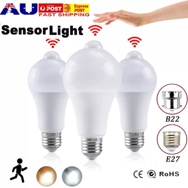 1-10X E27 B22 PIR Sensor Motion Smart LED Light Bulb 12-15W Globe Lamp 110V-220V