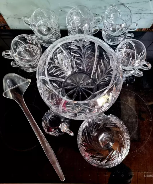 14-teiliges Bowle Set Bowleset Glasbowle Gläser Bowle Schliff