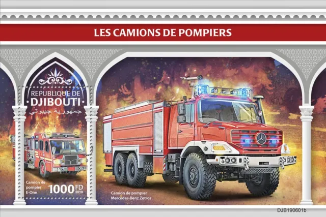 Djibouti 2019 MNH Fire Engines Stamps E-One Mercedes Special Transport 1v SS