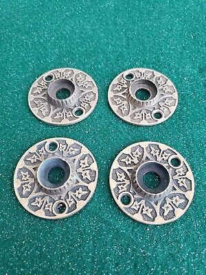 4 Matching Solid Cast Brass Victorian Door Knob Back Plates (N156) 3