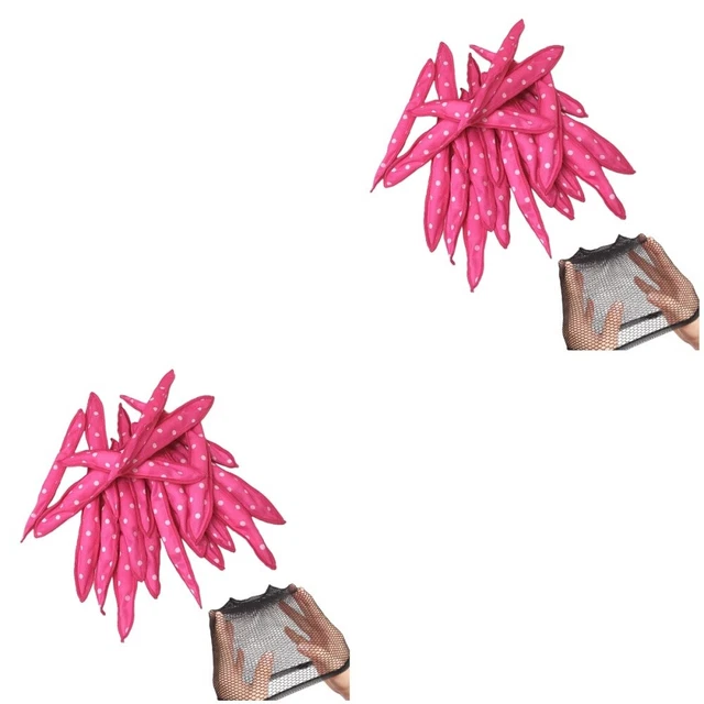 40 piezas Rizador De Cabello Esponja Con Red De Cabello Herramientas Rodillos De Cabello Para Niñas (Rosa)