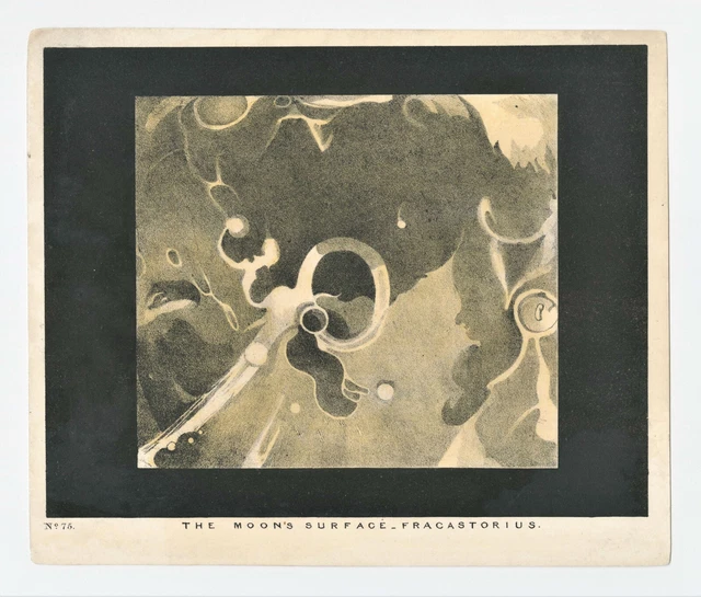 Antique Print "The Moon's Surface_Fracastorius(N.75)" C. F. Blunt-D. Bogue, 1845
