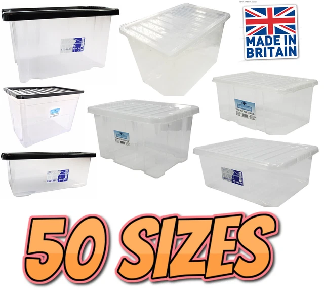 QUALITY PLASTIC STORAGE Boxes Clear Box With Lids Home Office Kitchen
