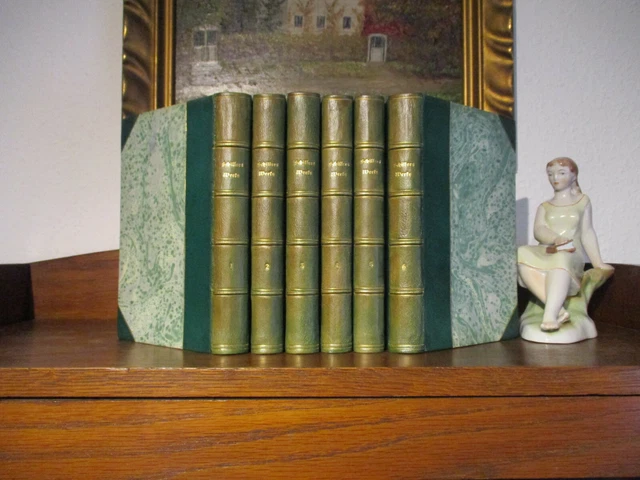 FRIEDRICH SCHILLER WERKE 5 Bände Luxusausgabe MEISTEREINBAND Leder Handeinband