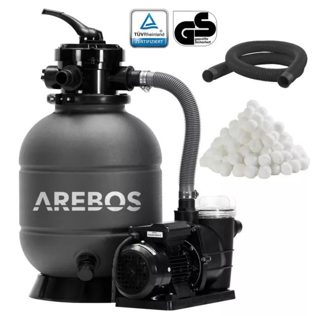 AREBOS Sandfilteranlage mit Pumpe Filteranlage Filterkessel Schwimmbadpumpe 400W
