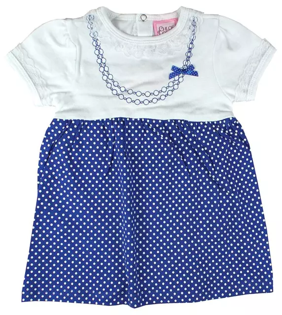 Mädchen Baby Chloe Louise Spitzenborte Tupfenrock Baumwolle Kleid Neugeborene bis 9 Monate