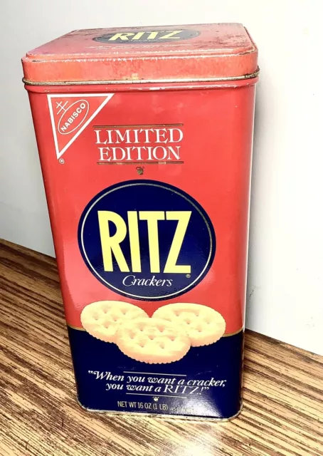 Vintage 1987 Nabisco Ritz Crackers Limited Edition Tin Canister 8.75”