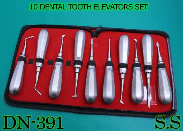 10 Dental Tooth Elevators Set Surgical Dental Instruments Dn-391
