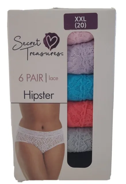 SECRET TREASURES 6 Pair Lace Hipster Brief Underwear Panties Size