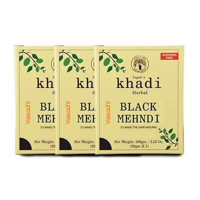 Negro Khadi Mehandi sin Amoníaco Larga Duración 300G Pack De 3 C11516