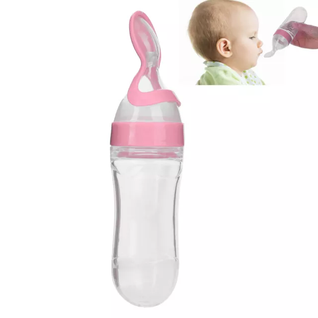 Biberón alimentador cuchara para bebé (rosa) cuchara dispensadora de alimentos para bebé bebé 7,7 x 2,2 pulgadas