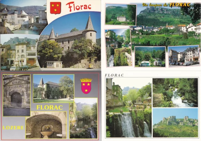 Lot 4 de cartes postales anciennes postcards 10X15cm FLORAC LOZERE