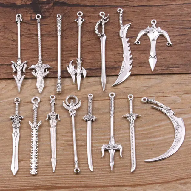 10x Alloy Sword Cosplay Model Props Miniature Scenes Ornaments Key Chain Toy