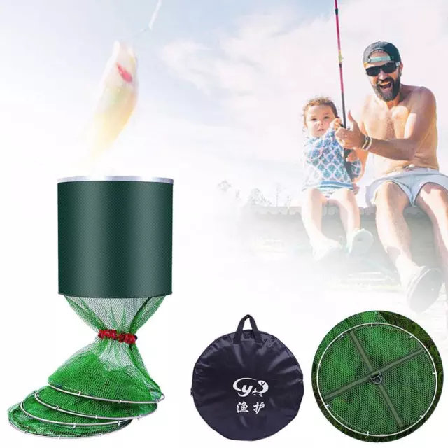 FOLDING TELESCOPING NYLON Mesh Fishing Basket Dip Net Net Fishing Gear A6R4  $26.60 - PicClick AU