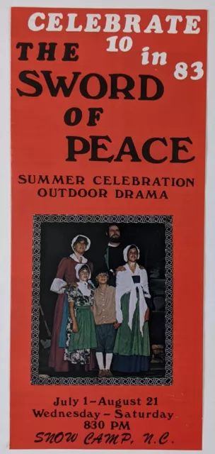 1983 Sword Peace Drama Snow Camp NC Calhoun Alice Wonderland VTG Travel Brochure