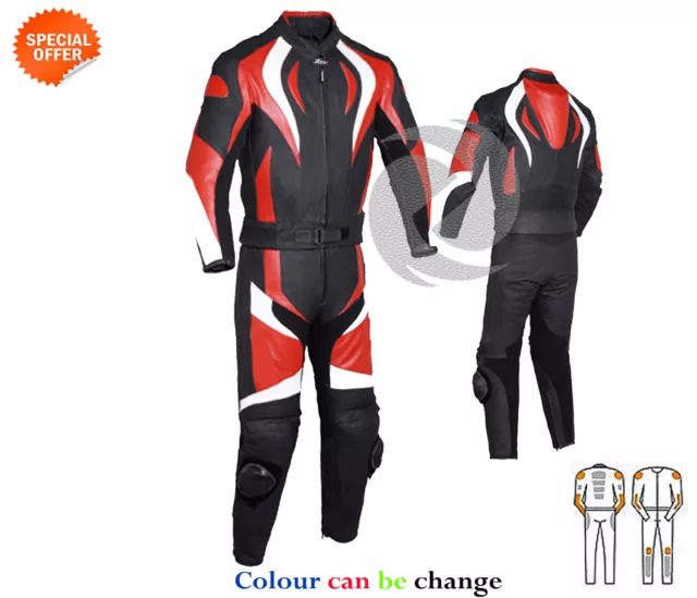 Nero Rosso Motogp Moto da Corsa Pelle Moto IN Pelle Suit 2 Pezzi